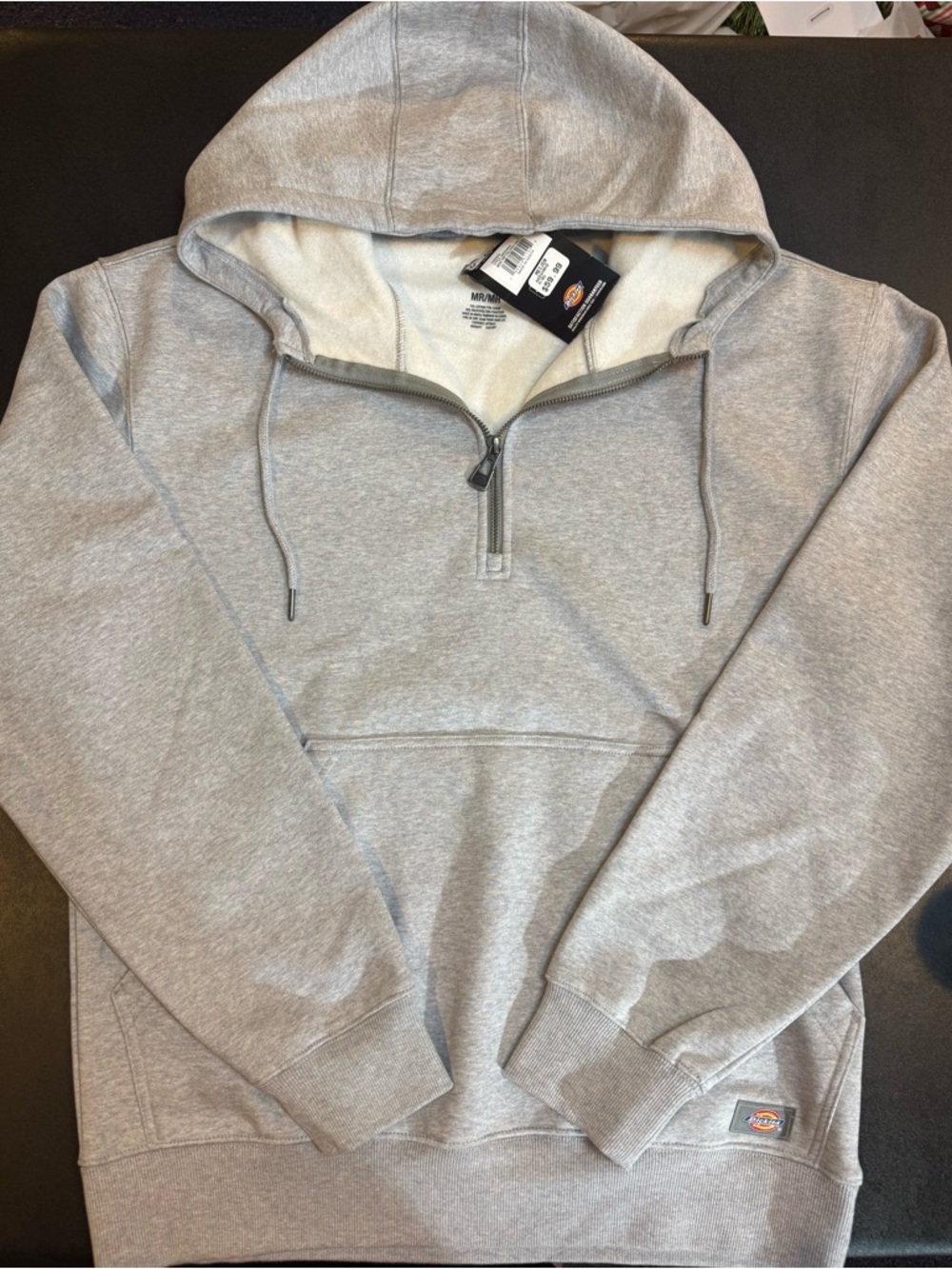 Dickies Gray Quarter-Zip Hooded Sweater medium